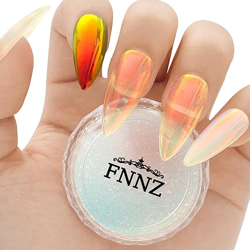 FNNZ Unicorn Chrome Nail Powder, Aurora Unichrome Mermaid Aurora Nail Powder Pigment Pearlescent Nail Art Glitter Decoration for Home DIY Nail Salon Manicure - Sunset Glow - Sunset Glow