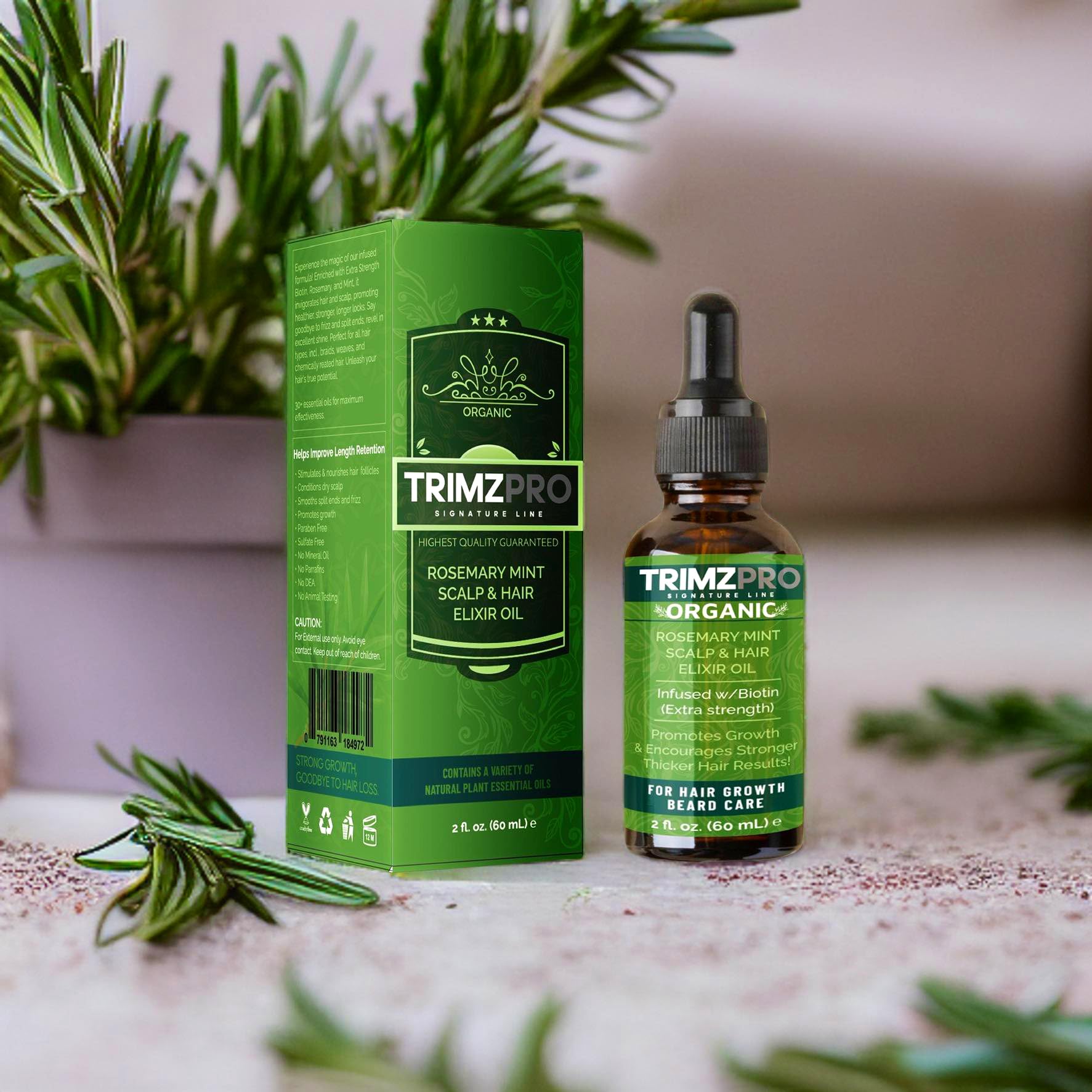 TrimzPro Rosemary Mint Hair Growth with Biotin & Castor - Image 3