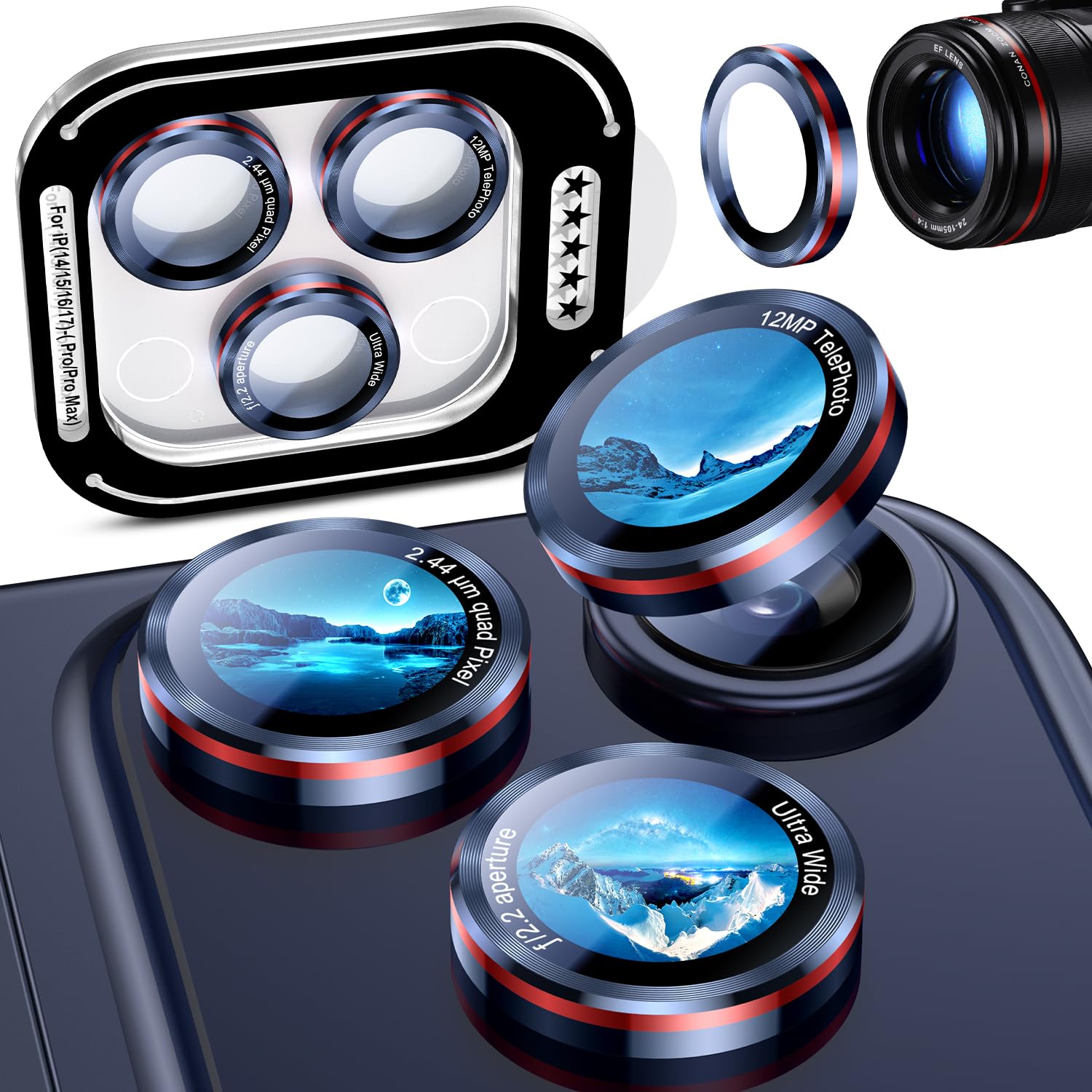 Uyiton for iPhone 17/16/15/14 (Pro Max &amp; Pro) Camera Lens Protector