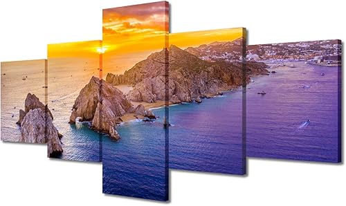 Vista 8 de TUMOVO 5 paneles de arte de pared de volcán en México, impresión sobre lienzo, paisajes naturales, cuadros para dormitorio, decoración del hogar