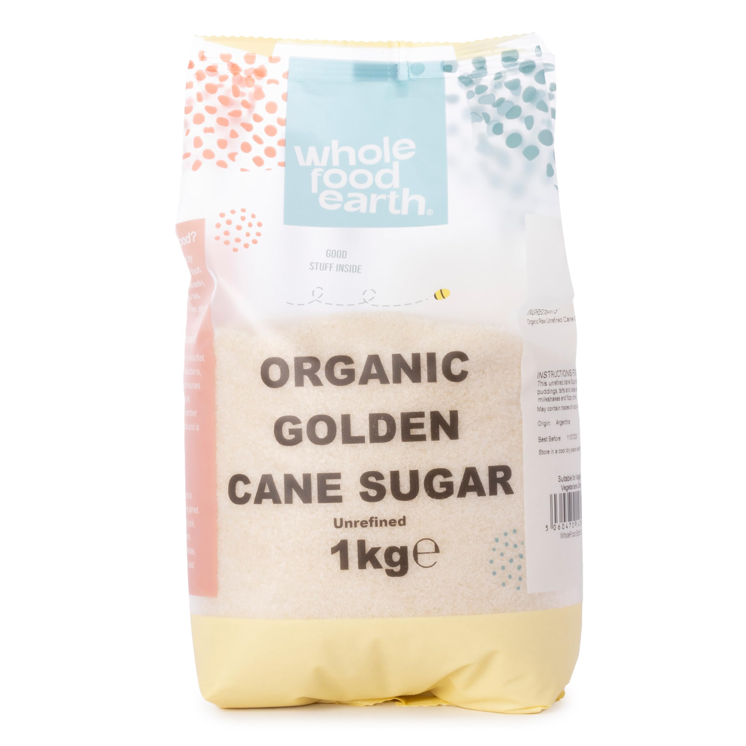 Organic Golden Cane Sugar 1kg Raw | Unrefined | Vegan | GMO Free | Certified Organic