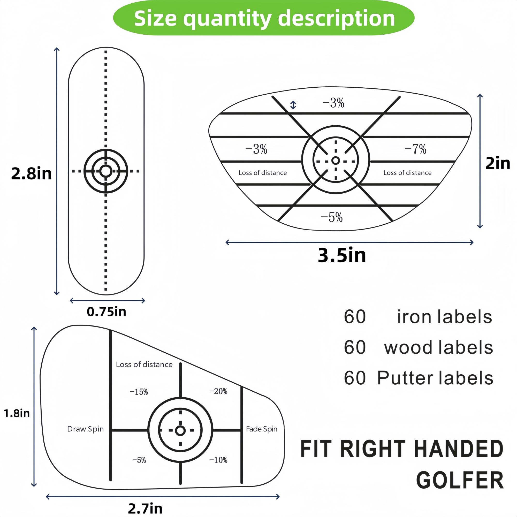 Lihengkong Golf Impact Tape Labels 180 PCS Golf Impact Stickers for Swing Training Improve Golf Swing Accuracy Distance Sticky Golf Pro Club Sweet Spot Consistency Analysis