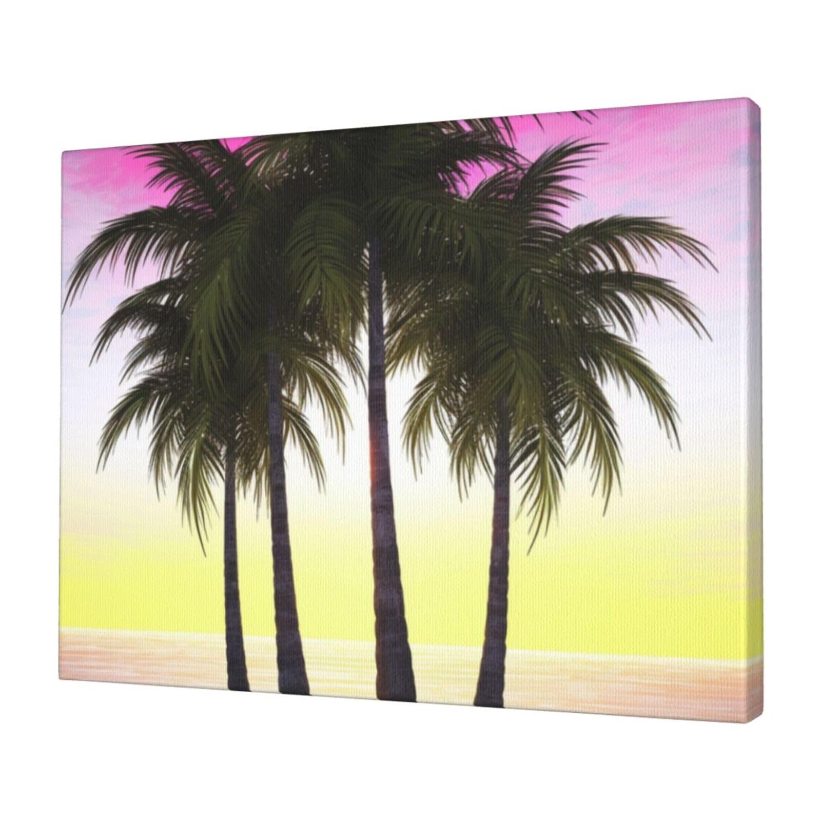 KLOPH Tropical Palm Tree Canvas Wall Art for Living Room 12"x16" Modern Artwork Painting for Bathroom Hanging Canvas Prints Aesthetic Wallart for Bedroom Kitchen Office Wall Decor