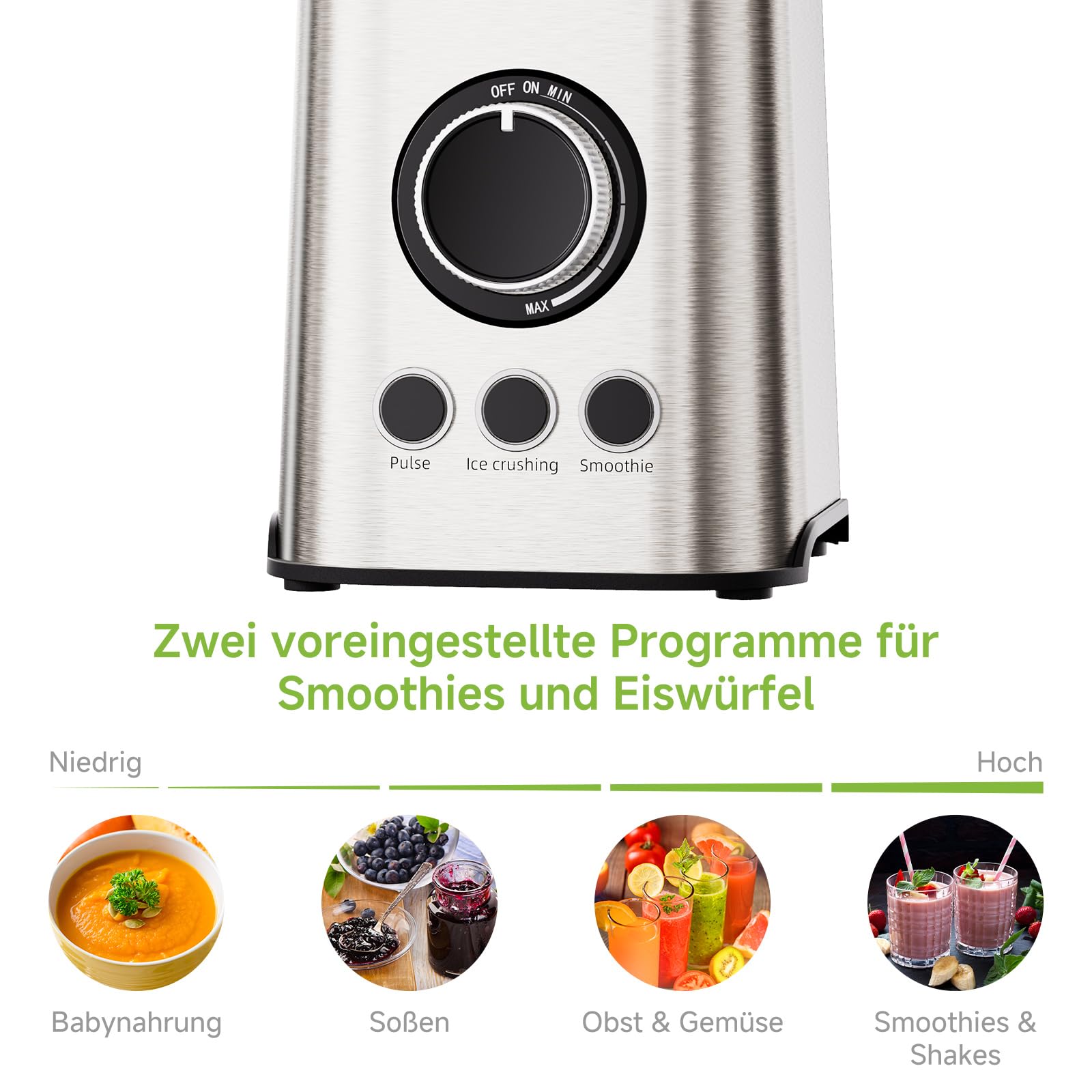Biolomix Smoothie Maker, 1300 W, 1,5 l, mikser stojący | Z ostrzem ze stali nierdzewnej, nadaje się do koktajli, koktajli mlecznych, sosów (TB003)