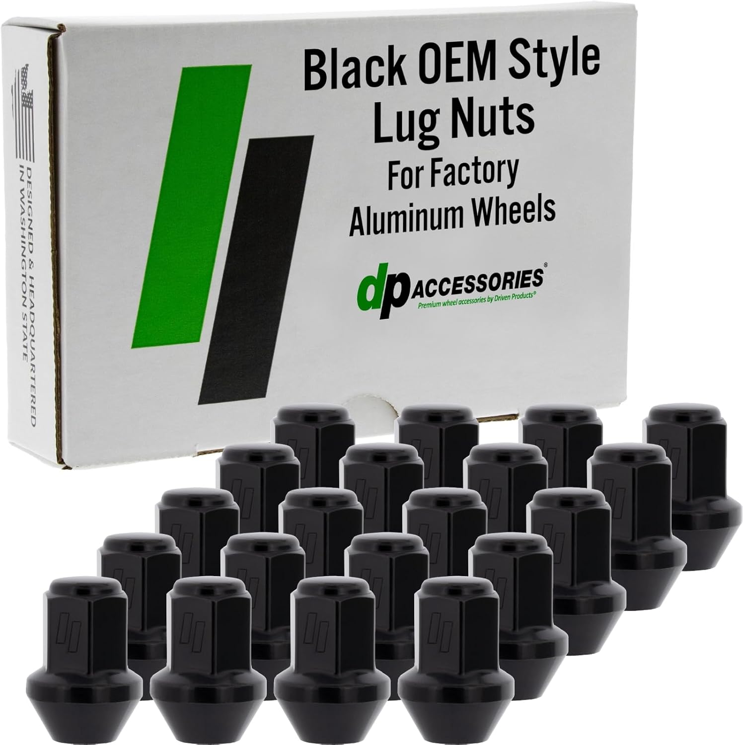 DPAccessories Lug Nuts Compatible with 2020-2026 Tesla Model Y | Black OEM Style | for Factory Aluminum Wheels Only | Set of 20 Wheel Nuts | DTEMOY01F-BK/1