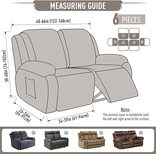 Miniatura 112 de TAOCOCO Fundas para sofá reclinable, 8 piezas, fundas elásticas para sofá grande de 3 asientos, fundas reclinables, protector de muebles con patrón