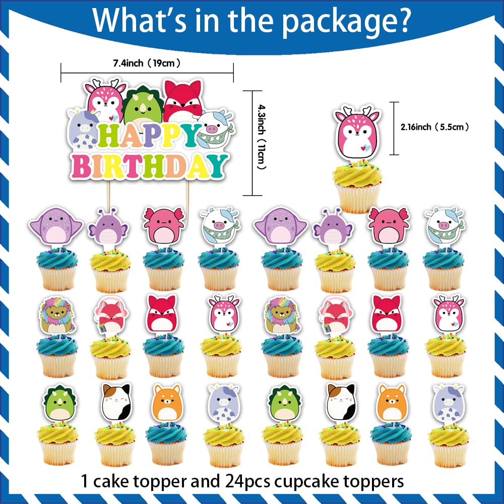 Condition photo showing New/Like New for 25pcs Cute Animal Cake Decorations with 24pcs Cupcake Toppers, 1pcs Cake Topper for Cute Animal Birthday Party Supplies