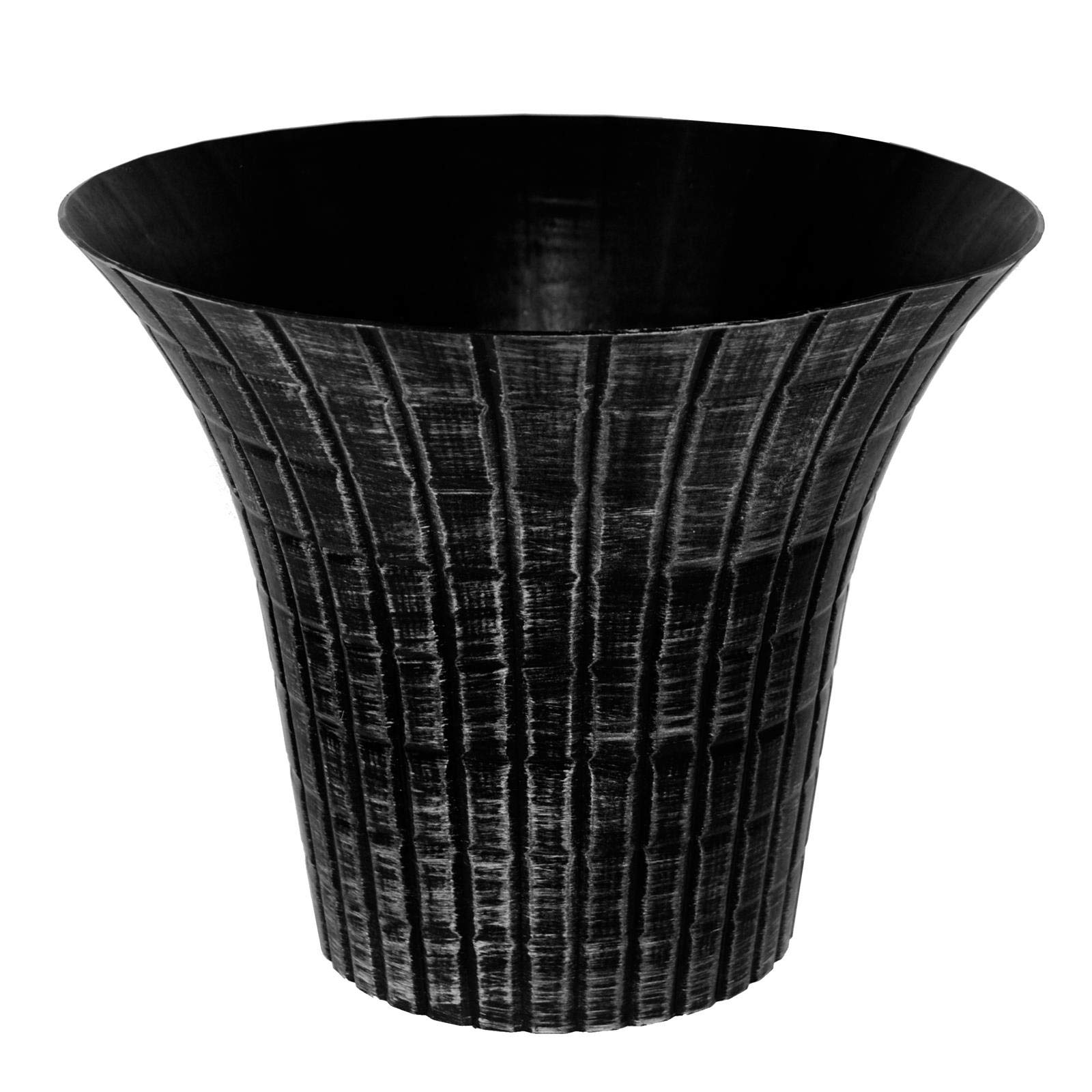 Elegance Flared Style Indoor & Outdoor Plastic Planter - Distressed Metallic Silver, Single Pot - 30.5cm (H) x 36cm (Dia).