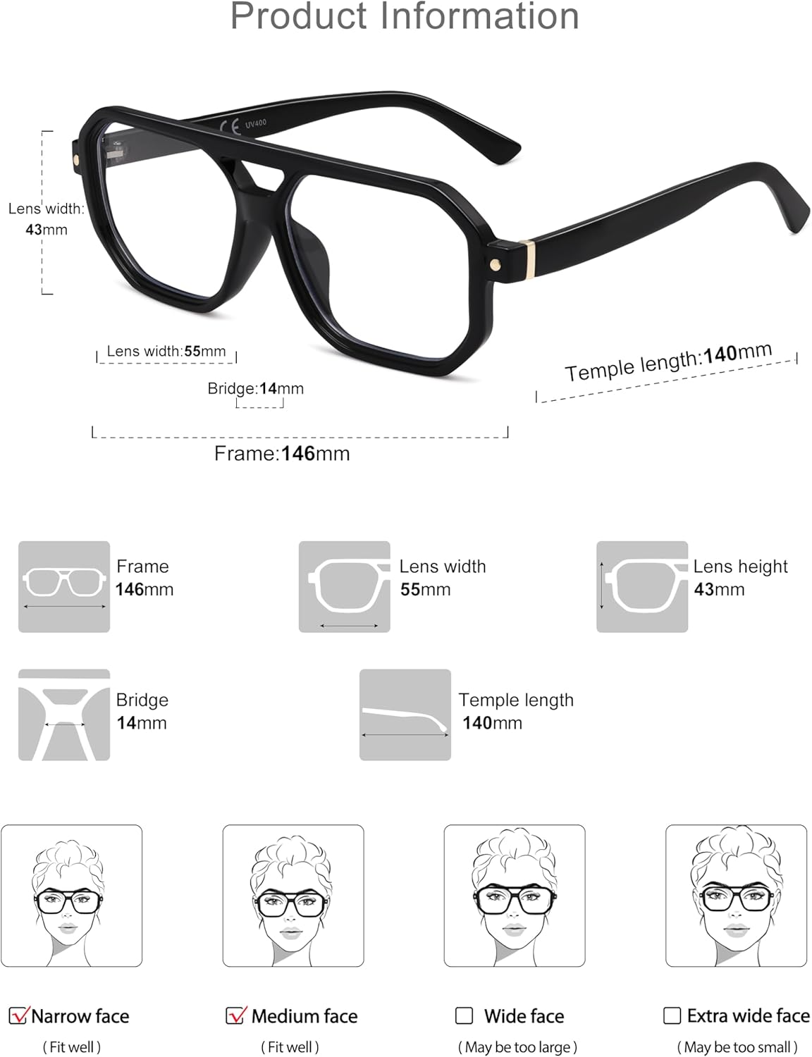 SOJOS Retro Aviator Square Blue Light Blocking Glasses for Women Men,Trendy Computer Frame Eyewear SJ5438 - Image 7