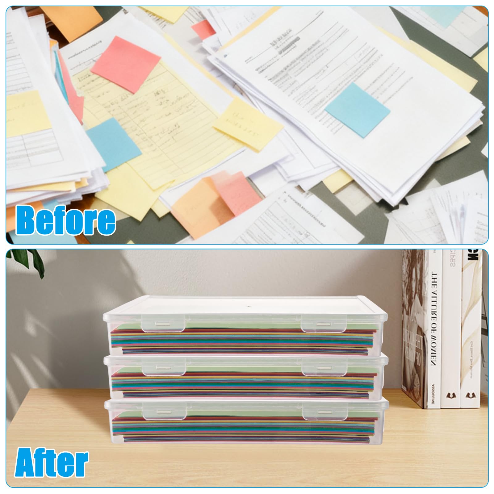 6 Stück Tragbare Archivbox A4, Transparente dokumentenbox aus Kunststoff, Stapelbare Multifunktionale Bürobedarf Aufbewahrungsbox für Dokumenten, Briefen, Sammelalben, Büroakten
