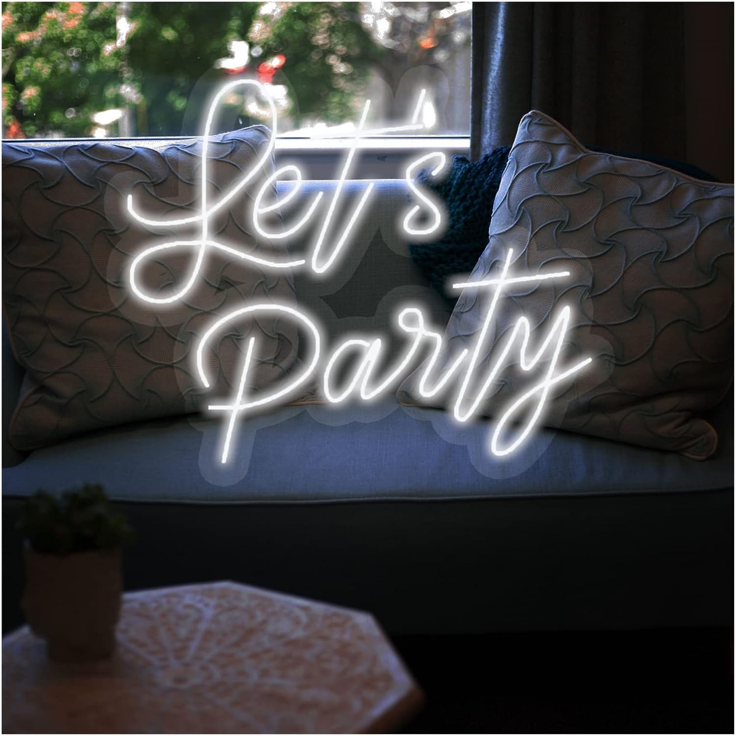 LEDネオンライト/ライトサイン/看板 寝室用カスタムLet's Partyネオンサイン、調光器付きLEDネオンライト/ライ