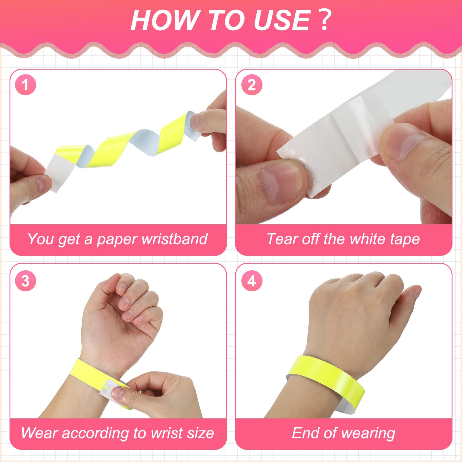 PATIKIL Paper Wristbands for Events 500 Pack Neon Party Wrist Bands - Image 4