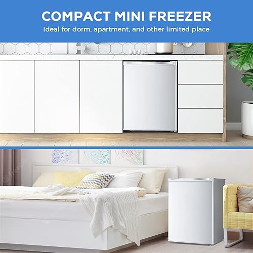 Miniatura 10 de Kismile Congelador vertical compacto de 2.1 pies cúbicos con puerta individual reversible, estantes extraíbles con termostato ajustable para el