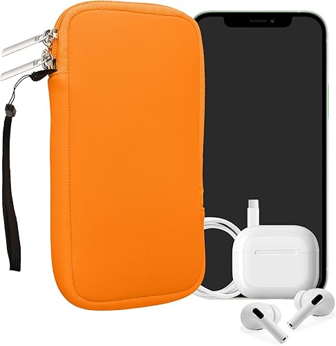 Miniatura 27 de kwmobile Bolsa de neopreno para teléfono tamaño XL - 6.7/6.8 pulgadas - Funda universal para celular con cremallera, correa para la muñeca, amarillo