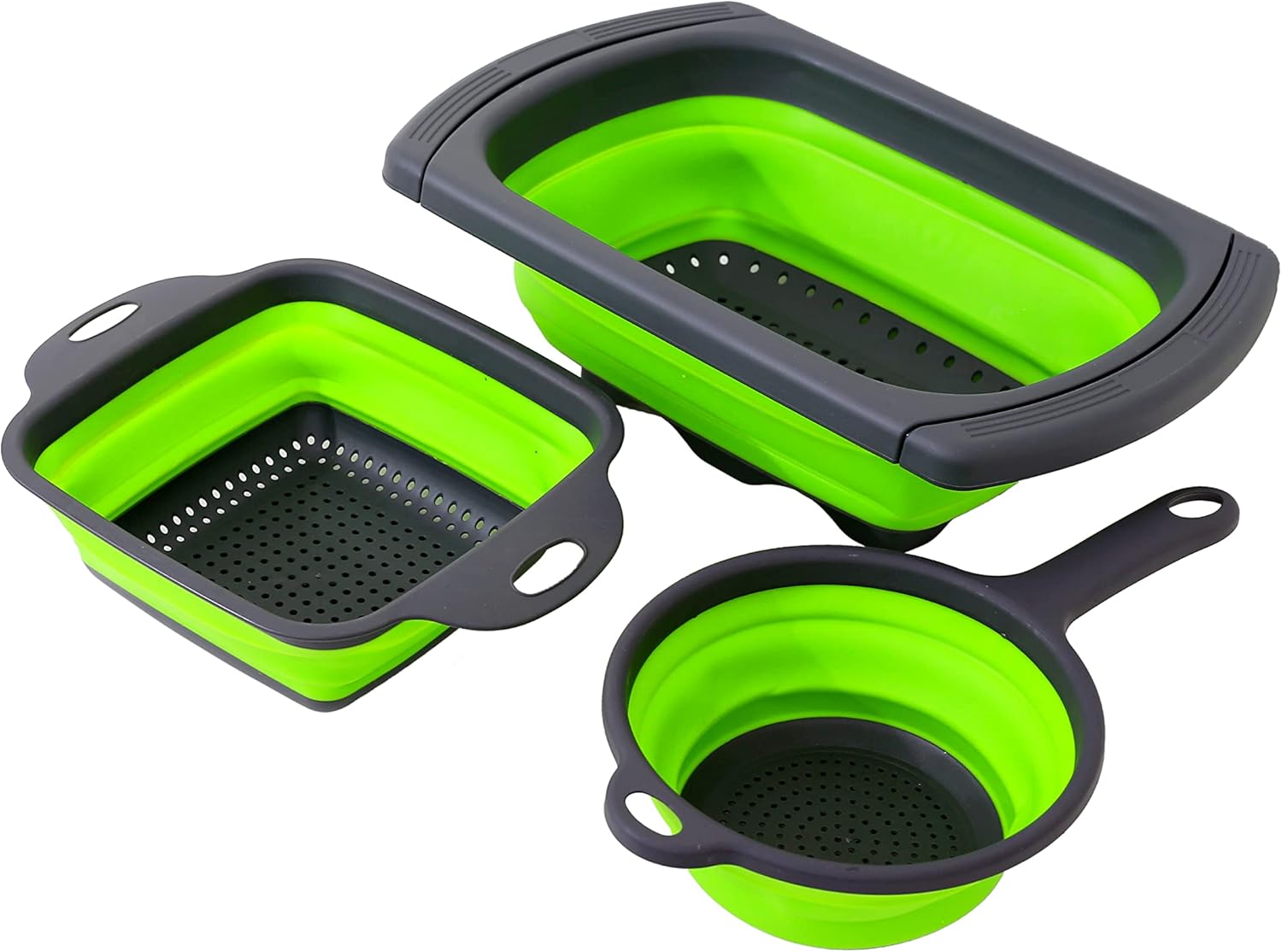 OneLine 3 Pcs Collapsible Colanders Set, Over The Sink Strainer