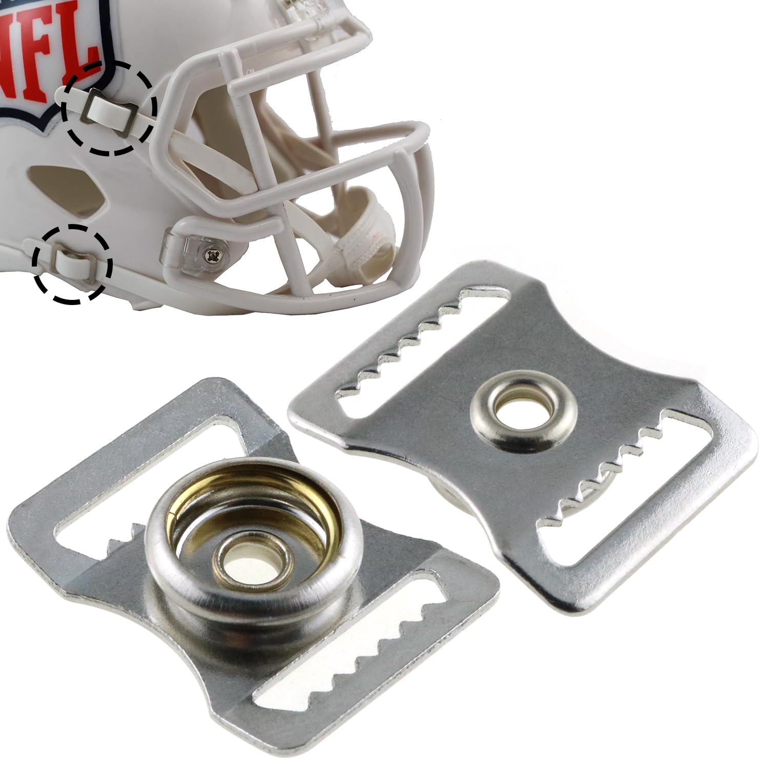 LUORNG 10PCS Football Helmet Repair Kit Stainless Steel Sports Helmets Buckle Helmet Chin Strap Adapter for Baseball Hockey Football : Sports & Outdoors