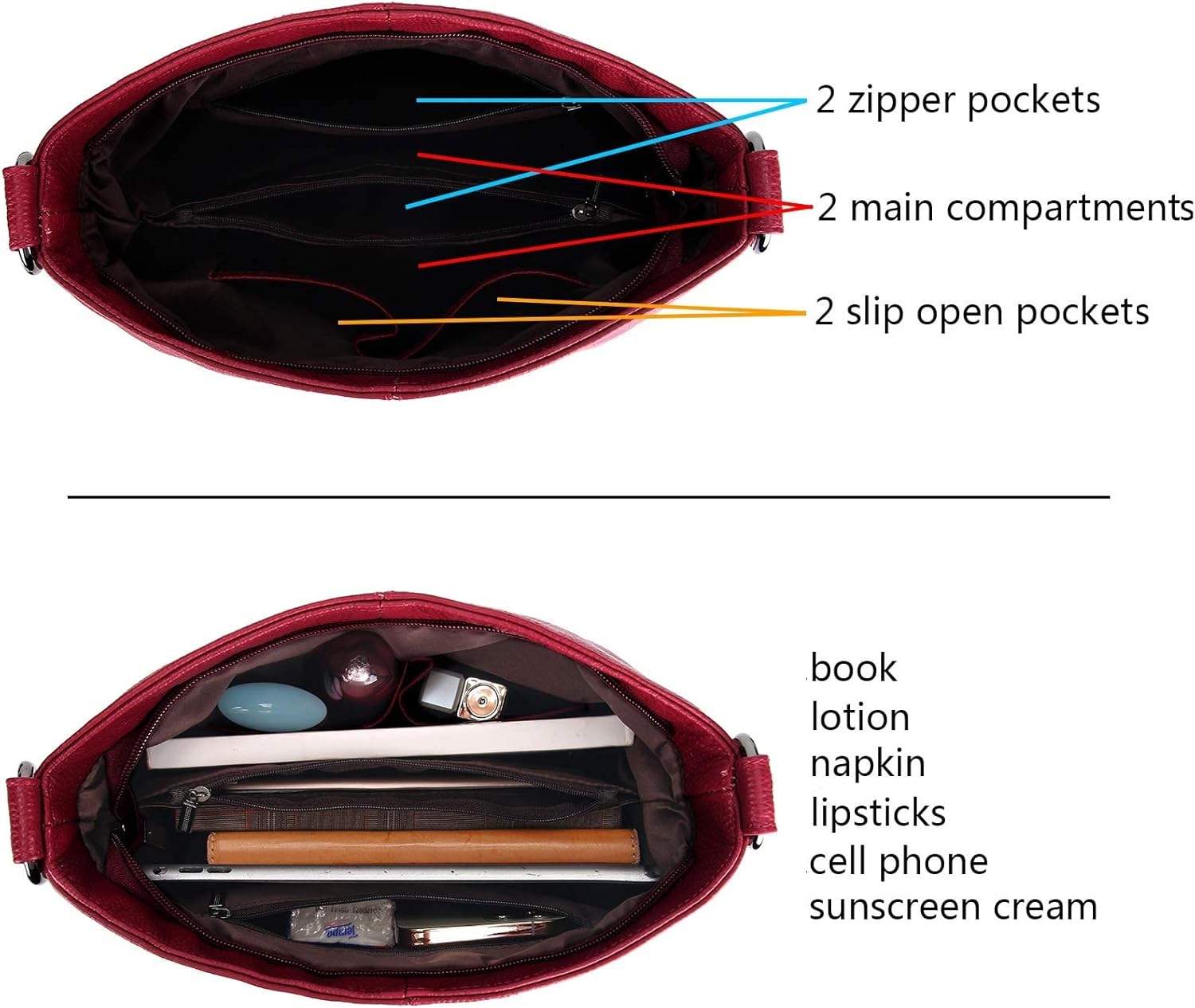 YALUXE Genuine Leather Shoulder Bags Stylish Hobo Handbags Purses Crossbody Bags for Women | Genuine Leather, Stylish - Image 4