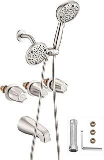 5" Dual Shower Faucet Combo& Bathtub 3 Handle Knob Replacement for Price Pfister Verve Remodel/Rebuild Trim Kit, Brushed Nickel