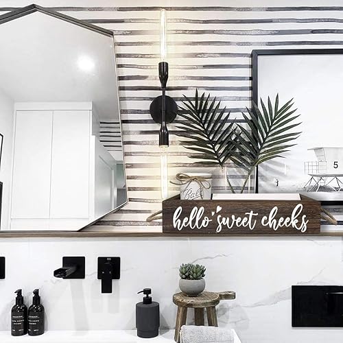 Miniatura 2 de DOFAFALA MayAvenue - Caja de decoración de baño con diseño de casa de campo, diseño de Hello Sweet Cheeks, soporte de papel higiénico de madera de