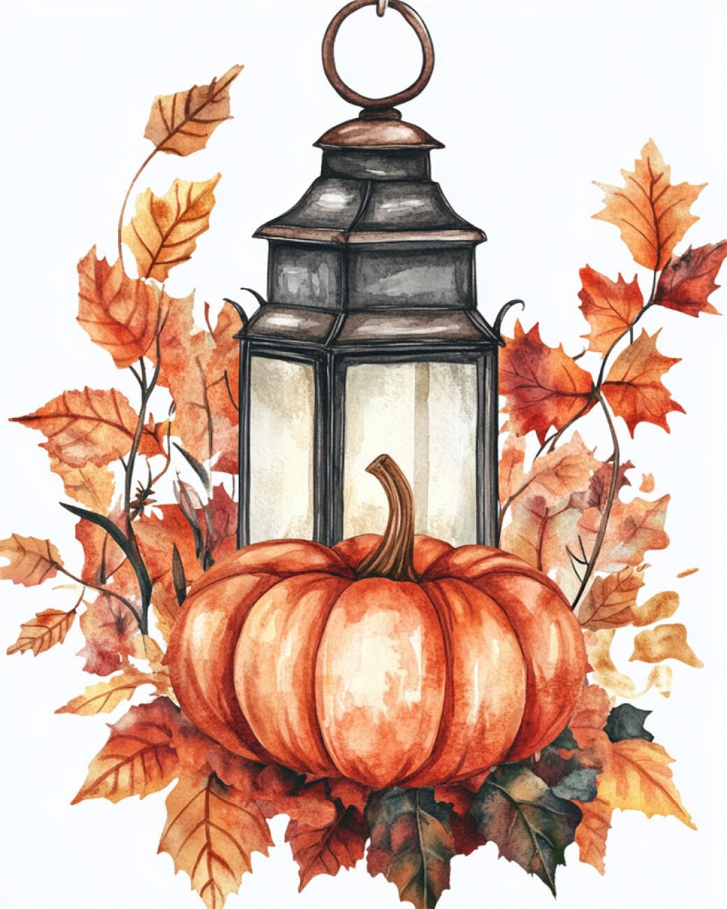 Ambattery Color Diy Beaded Cross Stitch Kit Lantern And Pumpkin Cross Stitch Needlepoint Handcraft Tapestry Kit Beaded Stitching Pattern 3D Embroidery Set 40X50cm