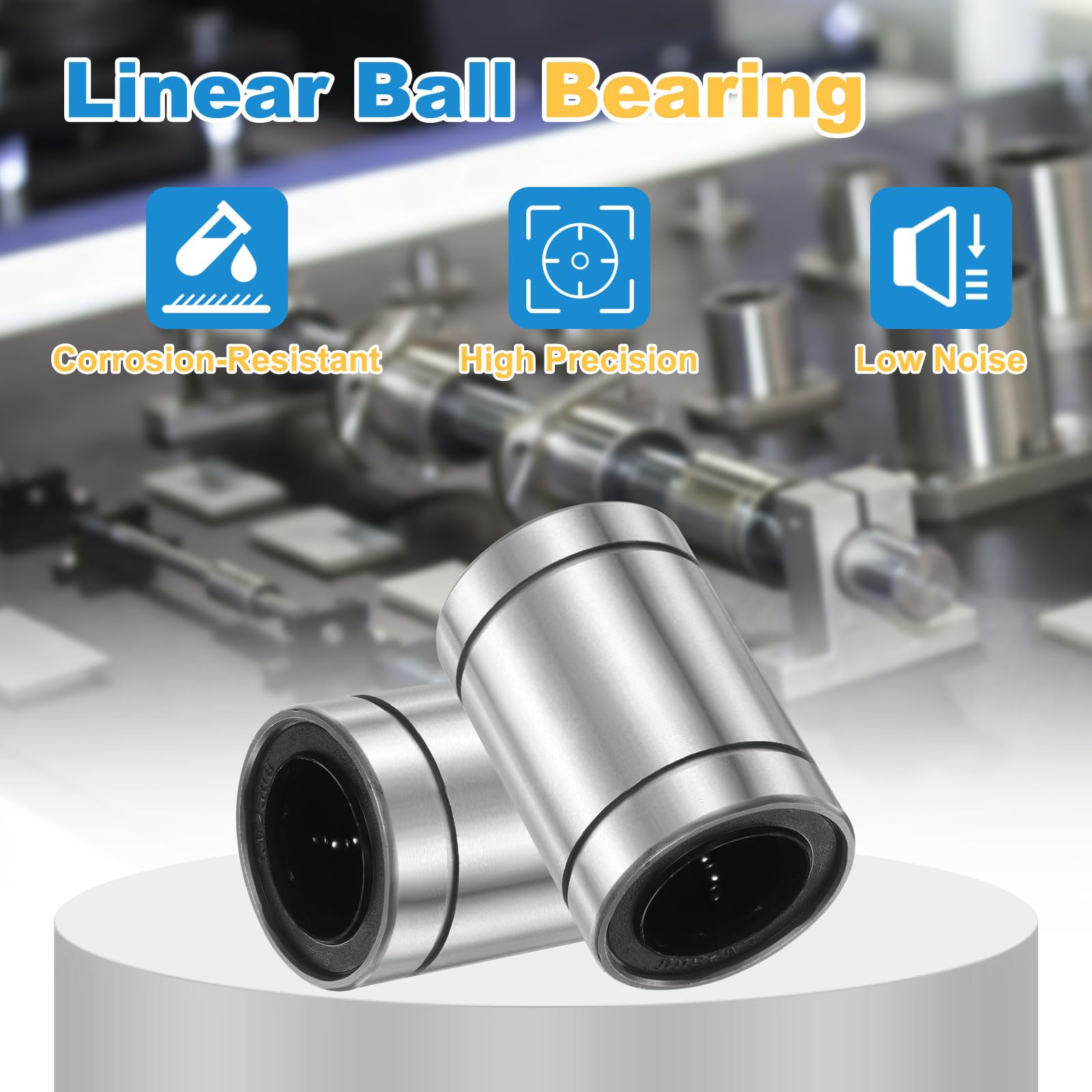 sourcing map 4 cuscinetti a sfera lineari LM25UU, diametro foro 25 mm, diametro esterno 40 mm, lunghezza 59 mm, cuscinetto a movimento lineare a doppio lato per applicazioni di macchine CNC per