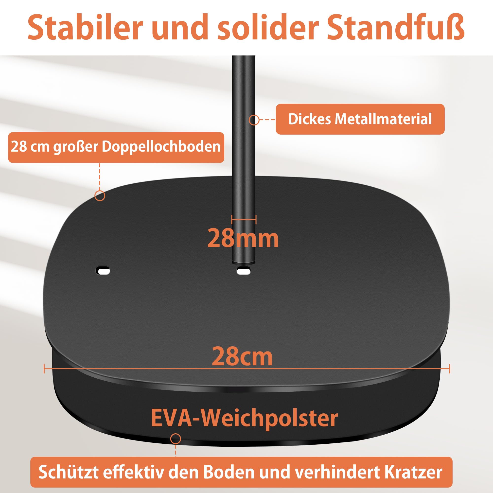 Beamer ständer Projektor Halterung, Beamer Halterung Höhenverstellbar von 90-126cm mit 360°Winkelrotation, Platzsparend, Tragkraft bis zu 5kg, Kompatibel mit Beamern, Kameras, Handyhalterungen