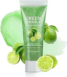 Esfoliante facial com vitamina C de tangerina verde - esfoliante facial com microdermoabrasão, esfoliante purificante para rosto e corpo, suave para pele sensível, cuidados com a pele coreana para