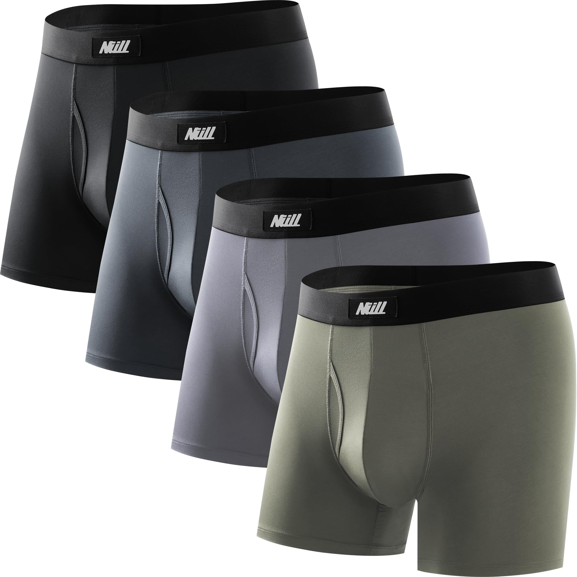 Ultra Soft Micro Modal Boxer Briefs & Trunk Mens, Breathable Underwear for Men with Fly Opening, 4 Pack