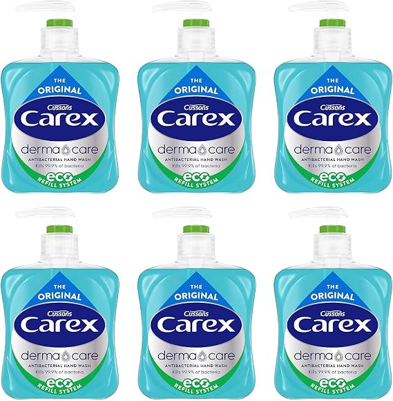 Carex Antibacterial Original Dermacare Hand Wash Liquid Soap Refill, Pack of 3 Handwash Pouches, 3 x 1 Litre Pouches with Antibacterial Hand Wash Soap with Added Moisturisers, Gentle Hand Soap