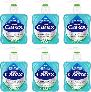 Carex Antibacterial Original Dermacare Hand Wash Liquid Soap Refill, Pack of 3 Handwash Pouches, 3 x 1 Litre Pouches with Antibacterial Hand Wash Soap with Added Moisturisers, Gentle Hand Soap
