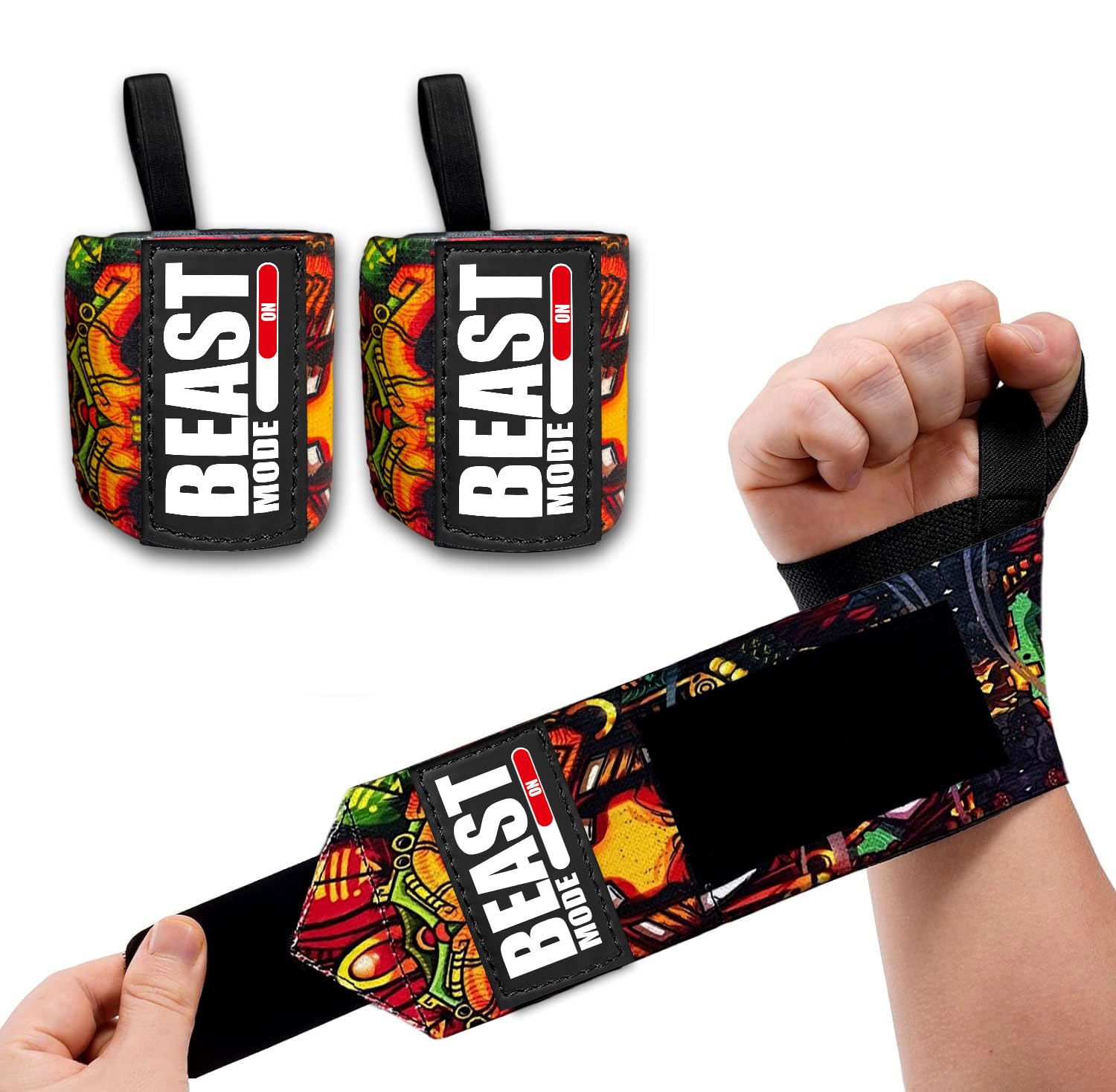 STEIGEN FITNESS Wrist Wrap for Gym, Wrist Band for Gym, Gym Hand Band, Wrist Support Gym Band Strap for Men, Wrist Supporter for Gym, Gym Wrist Band,Wraps, Lifting Straps (Skull)