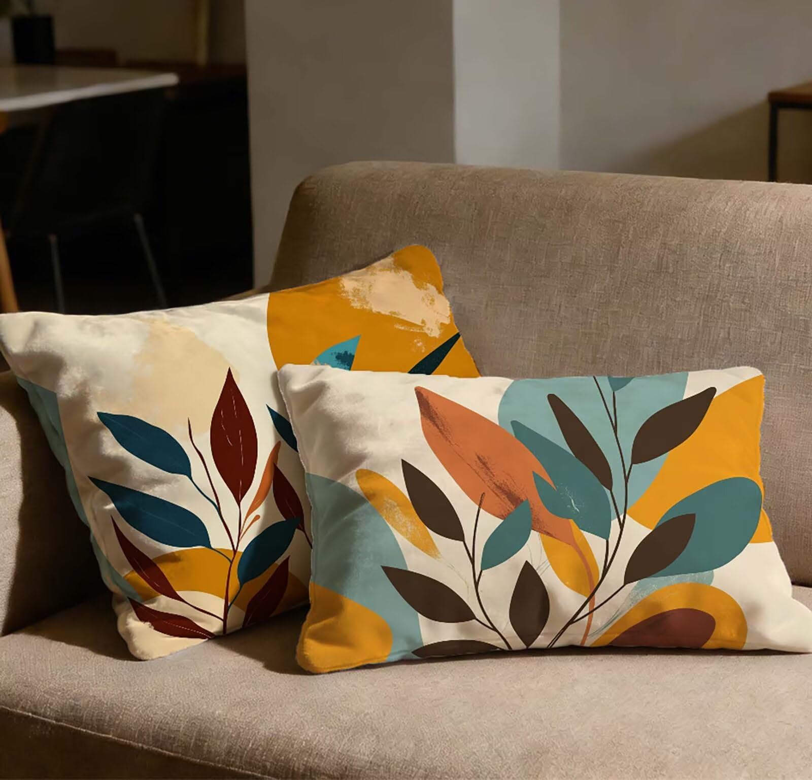 Taie oreiller 40x80 lot de 2 en velours orange brûlé pour canapé et chambre