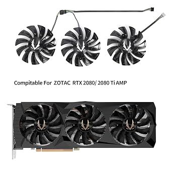 RTX2080 GPU Fan Replacement for Zotac RTX 2080 Ti AMP Graphics Card Cooling Fan (Full Set)