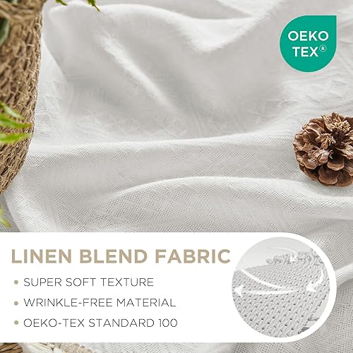 Miniatura 3 de Joydeco Cortinas bohemias blancas de 84 pulgadas de largo, 2 paneles de cortinas bohemias súper suaves con borlas, cortinas semitransparentes