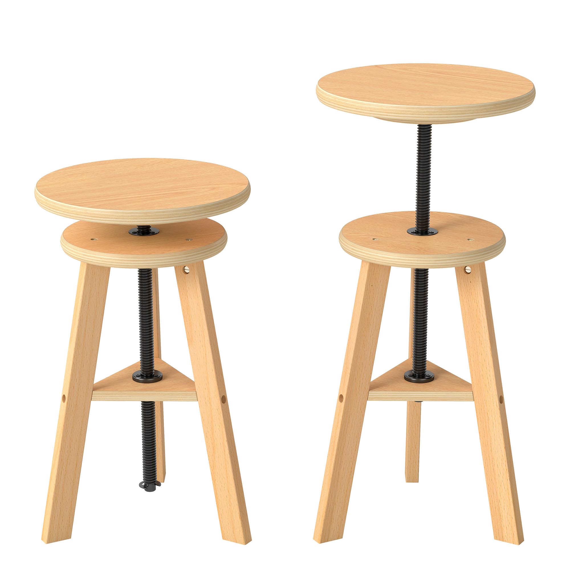 Tabouret Bois Hêtre Réglable en Hauteur 30 cm pour Artiste Dessin Studio Bar Cuisine