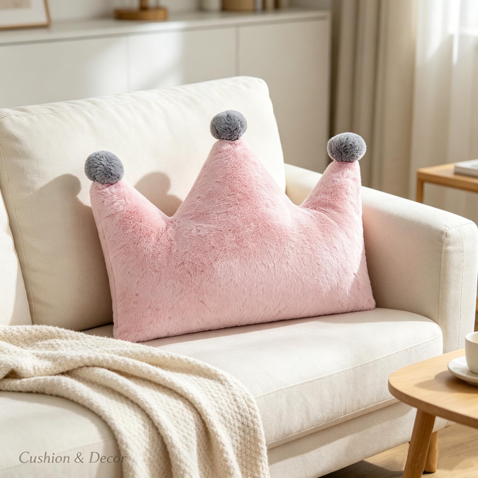Buy Plush Crown Pillow Sofa Bed Back Cushion, Home Bedroom Bedside