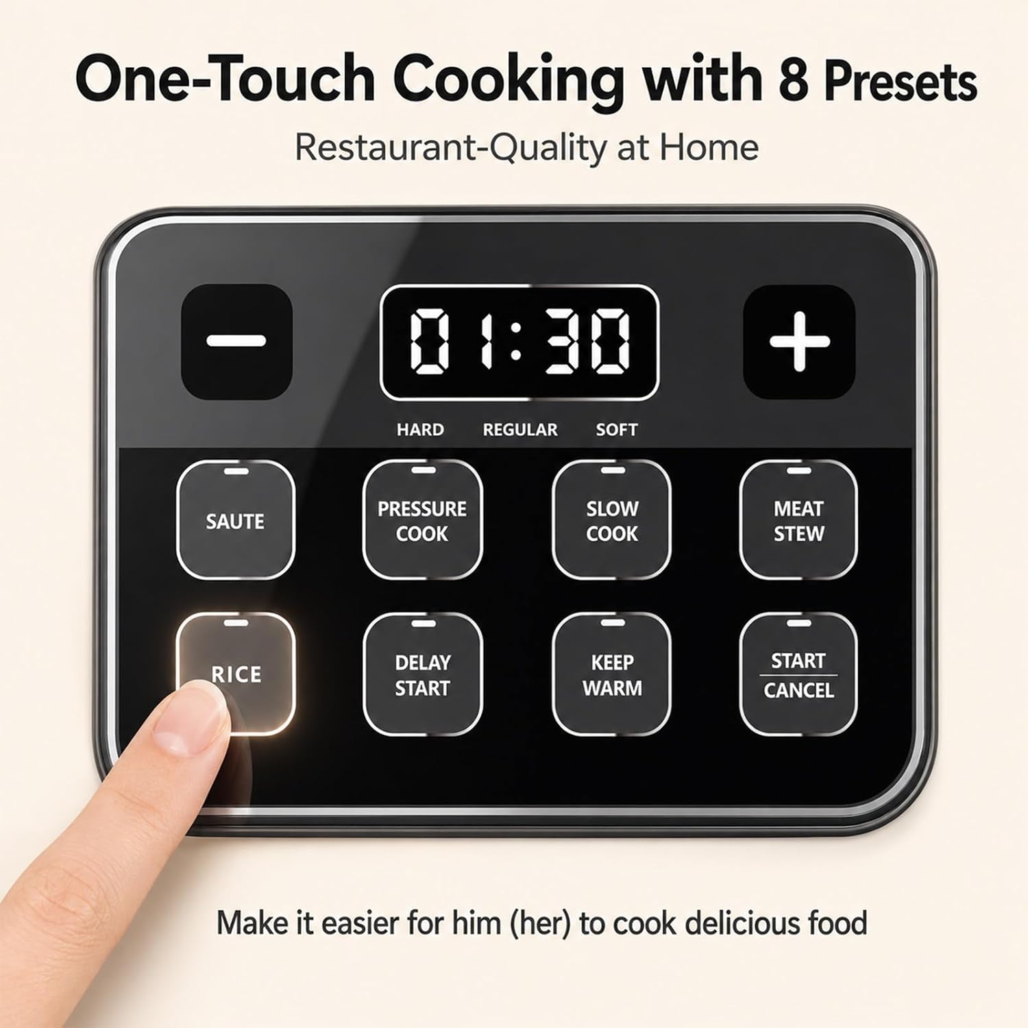 Electric Pressure Cooker 3QT,8-in-1 Time-Saving & Healthy – Ceramic Nonstick Pot for Quick Meals, Sauté, Pressure Cook, Slow Cook, Rice, Delay Start, Keep Warm & Safe Venting,Black