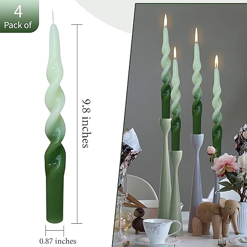 Miniatura 4 de Juego de velas cónicas en espiral de 10 pulgadas, velas trenzadas de 2 colores, hechas a mano, sin goteo, para boda, celebración, aniversario,