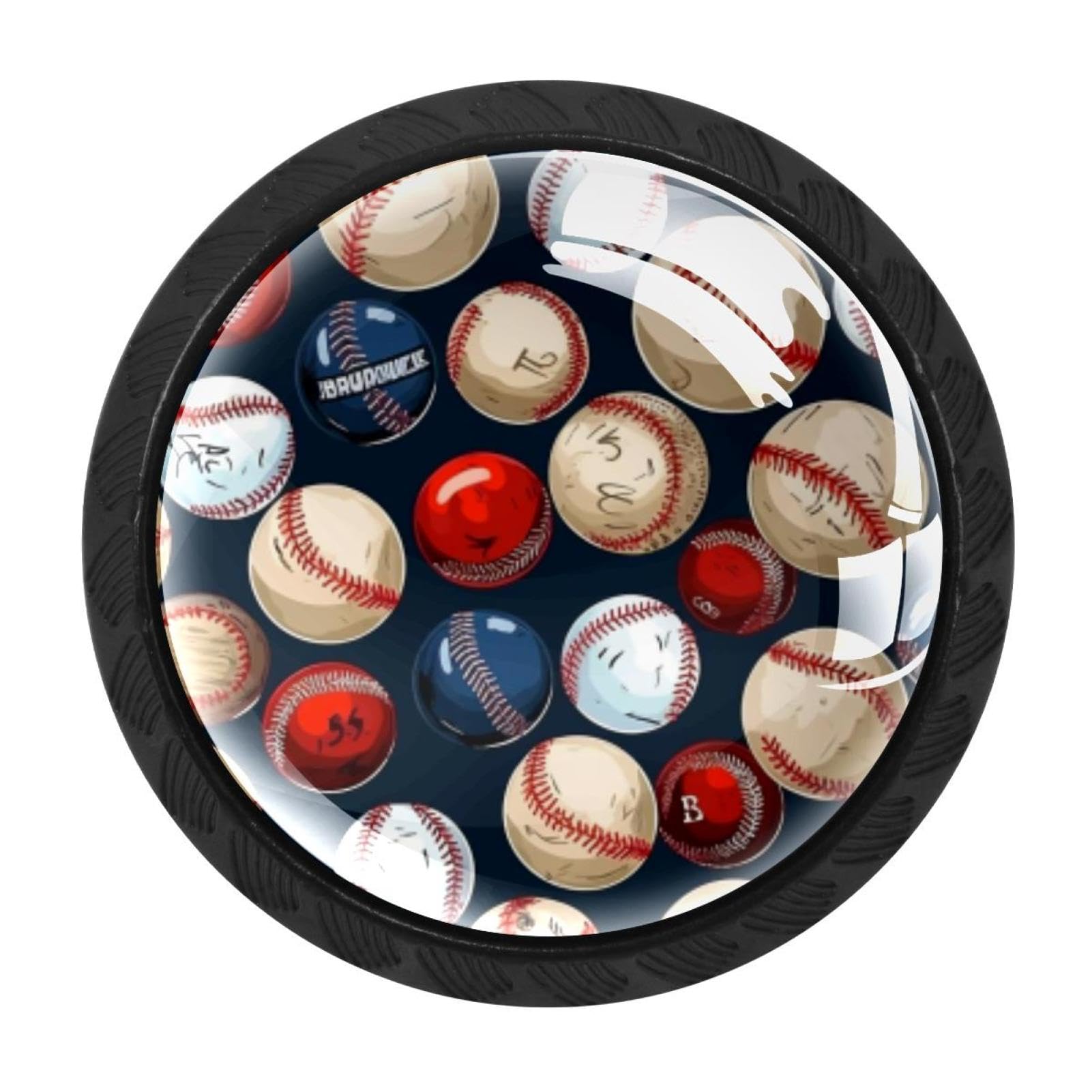 Chenzzzz Multicolored 15 Baseball Cabinet Knobs 4 Pieces Drawer Kitchen Cabinets Dresser Cupboard Wardrobe Unique Pulls Handles