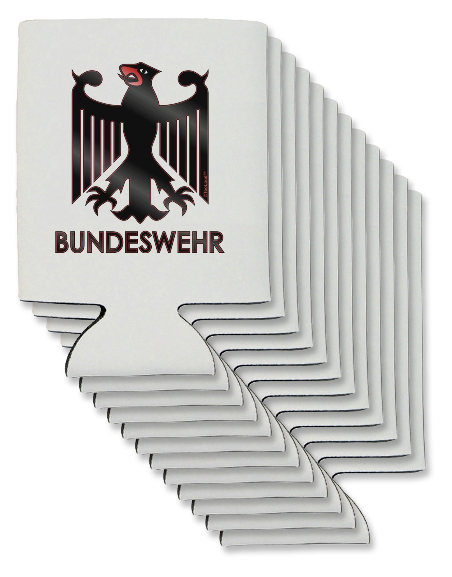 TooLoud Bundeswehr Logo with Text Can/Bottle Insulator Coolers - 12 Pieces