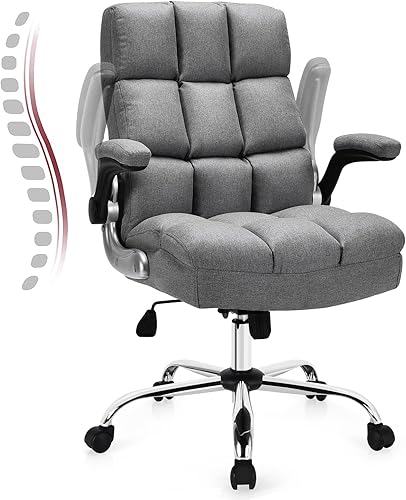 Miniatura 9 de COSTWAY Silla ergonómica de oficina en casa, silla de escritorio para computadora grande y alta con respaldo ajustable de inclinación y reposabrazos