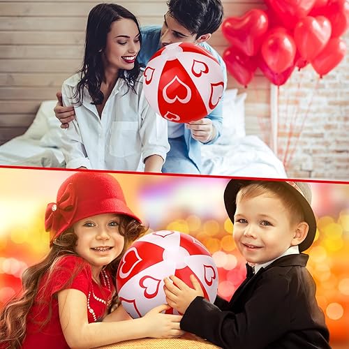 Miniatura 5 de 24 bolas de playa para el día de San Valentín para niños, inflables de plástico para decoración de fiesta de San Valentín, intercambio de aula,