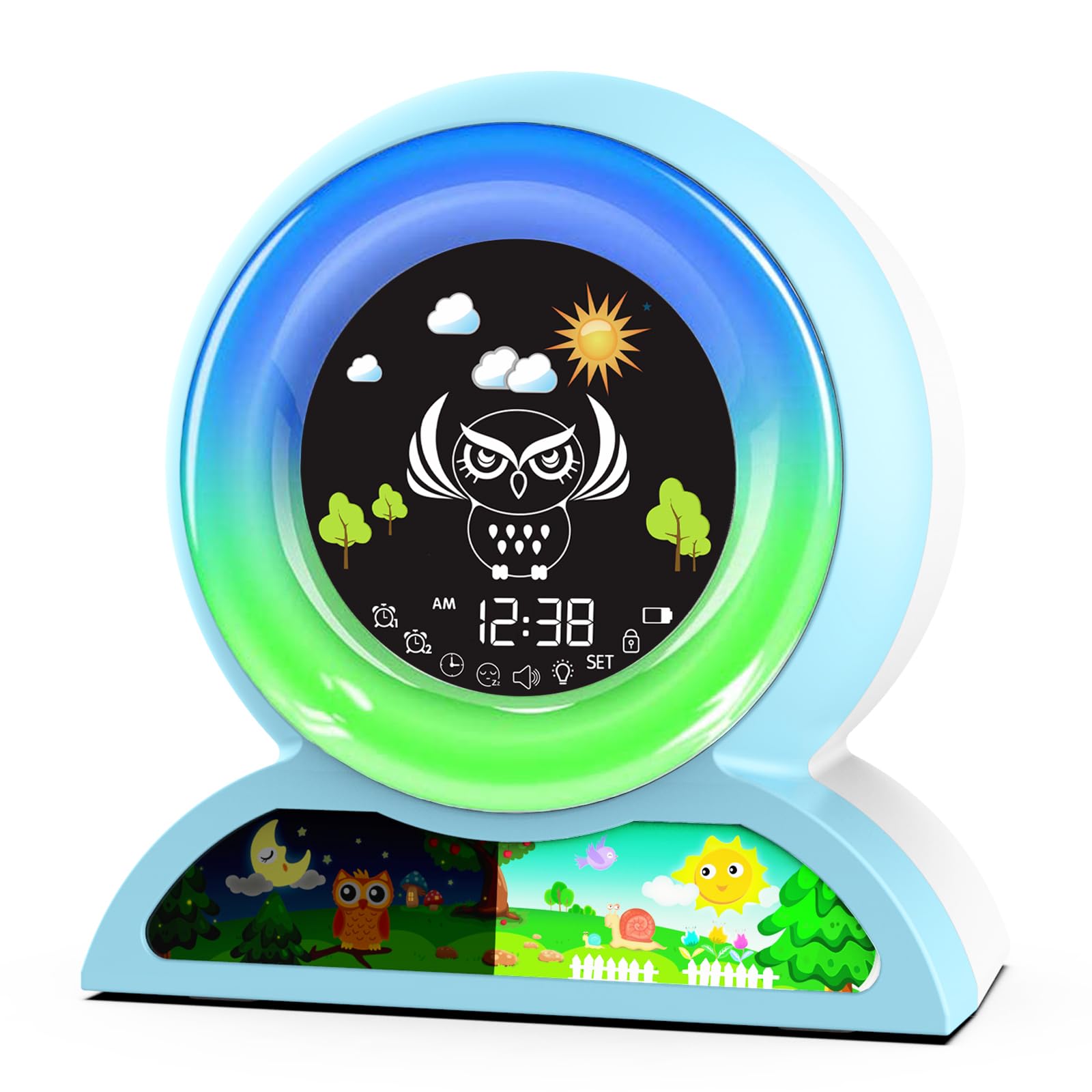 Kids Alarm Clock for Kids, Sleep Training Clock with Night Light, Sound Machine, Cute Digital Wake Up Clock for Toddler Boy Girl Bedrooms, Birthday Gift