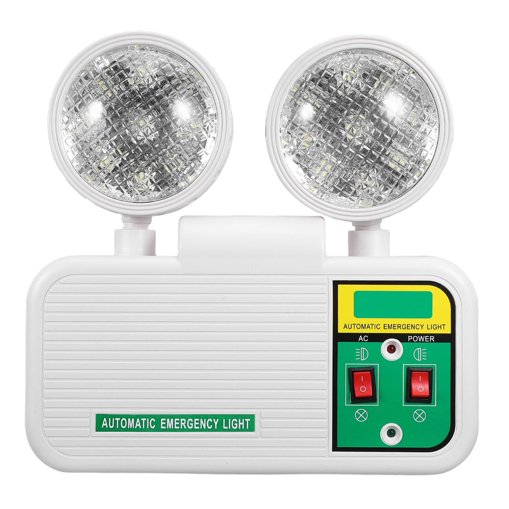 Gatuida Lampada di Emergenza a Doppia Testa LED Bianca da Parete | Plastica, per Vie di Evacuazione e Corridoi, Uso in Uffici e Magazzini