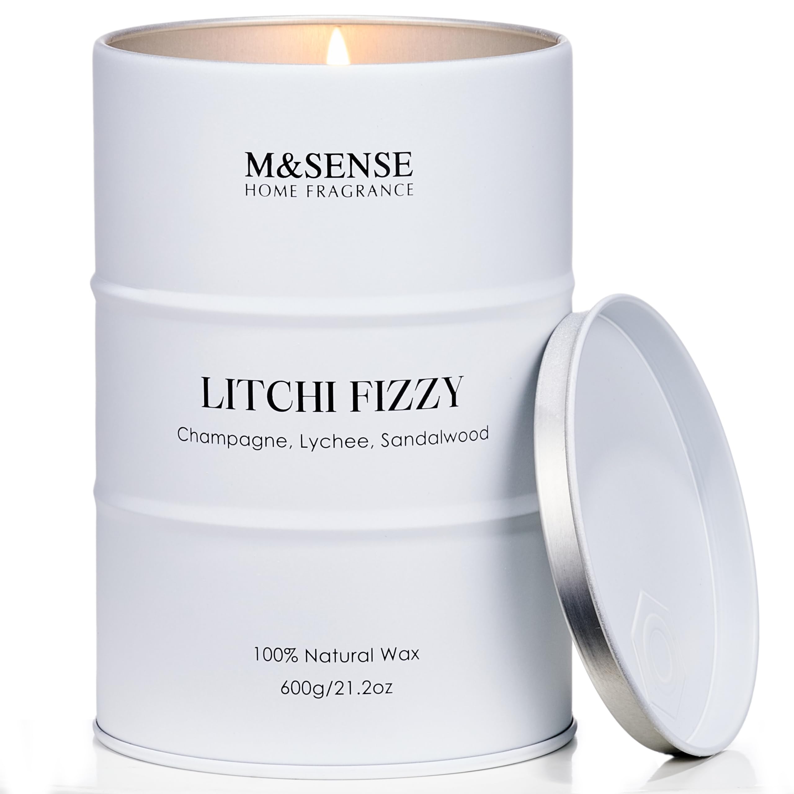 M&SENSE candele profumate grandi di soia Litchi, candela naturale non tossica, regalo compleanno donna, candela rilassante per aromaterapia, regali per donne, mamma e fidanzata, Fino a 120 ore
