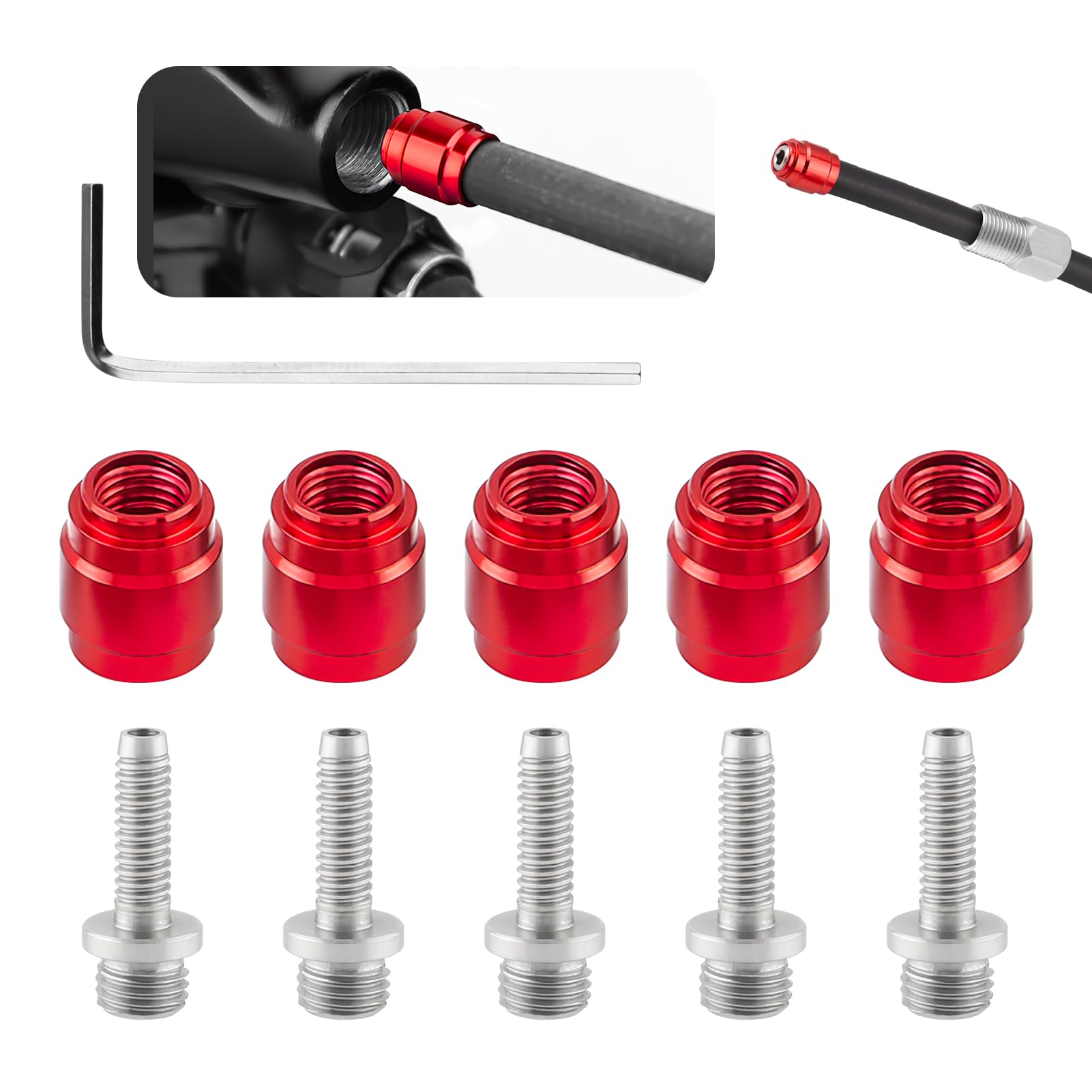 5 inserti per freno a disco, olive, per freni a disco per mountain bike, kit di montaggio per olio di collegamento rapido, per biciclette SRAM AVID e pezzi di ricambio, accessorio per tubo