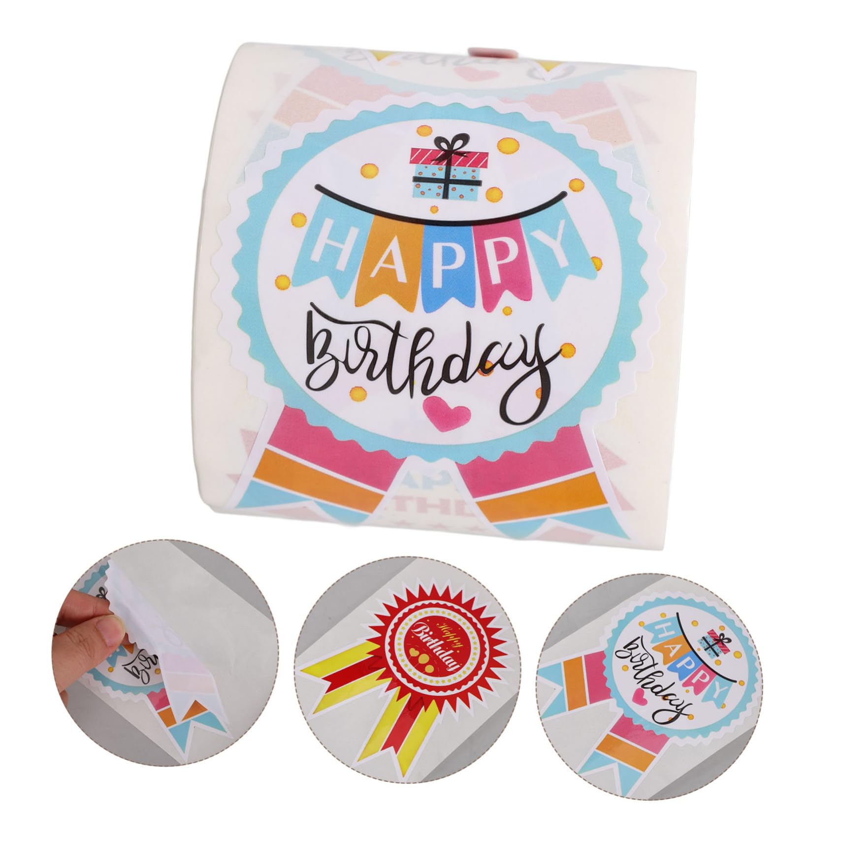 NUOBESTY 4rotoli Etichette Adesive Compleanno Stickers Decorativi Per Compleanno e Decorazioni Multi- Facile Applicare Etichette Autoadesive