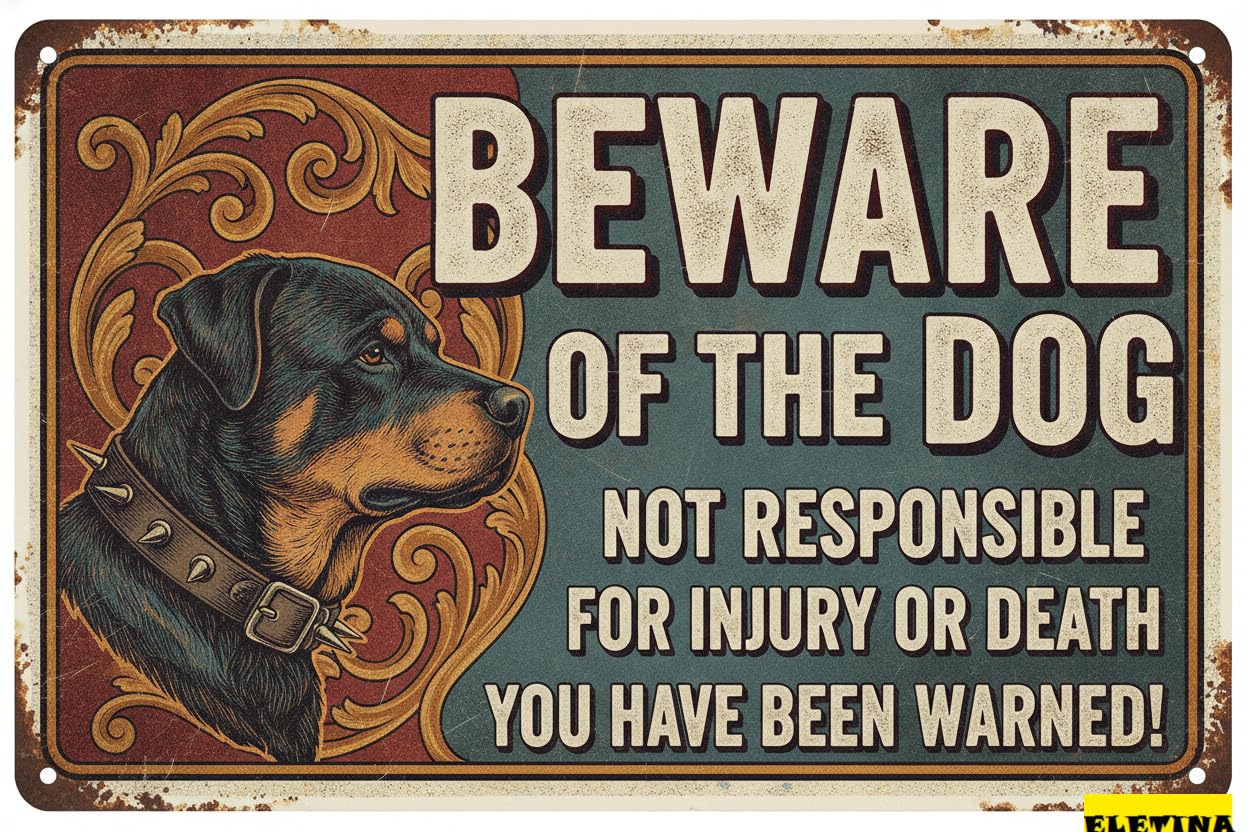 Beware Golden Retriever Dog Tin Sign, 8x12 Inch Yard