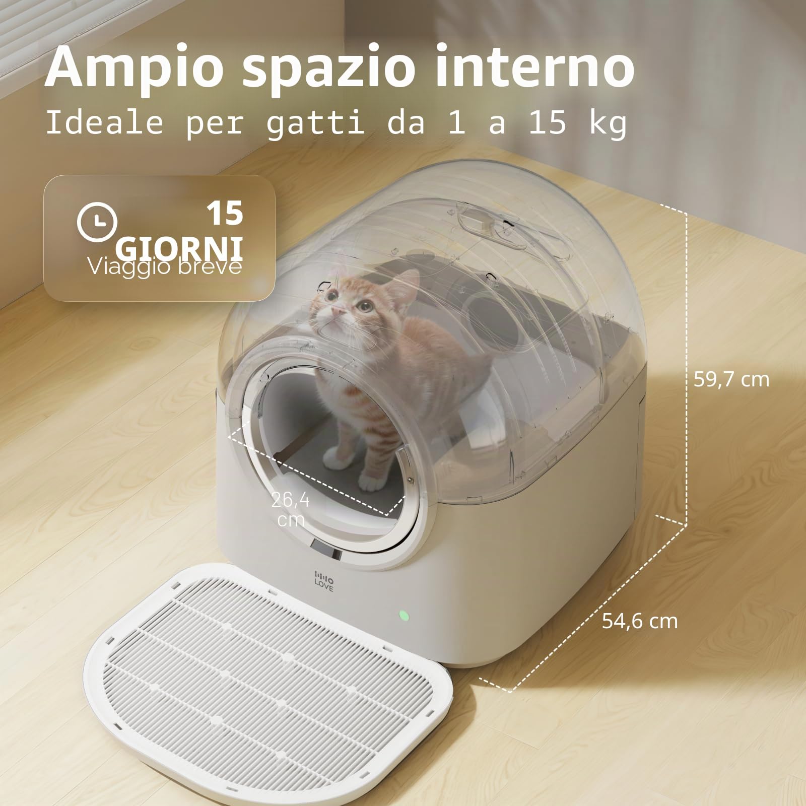 ABRCT Lettiera Gatto Autopulente PRO, 66L Lettiera Autopulente per Gatti e APP, Antipizzicamento, Anti-Fuoriuscita, Adatto per Famiglie con Più Gatti
