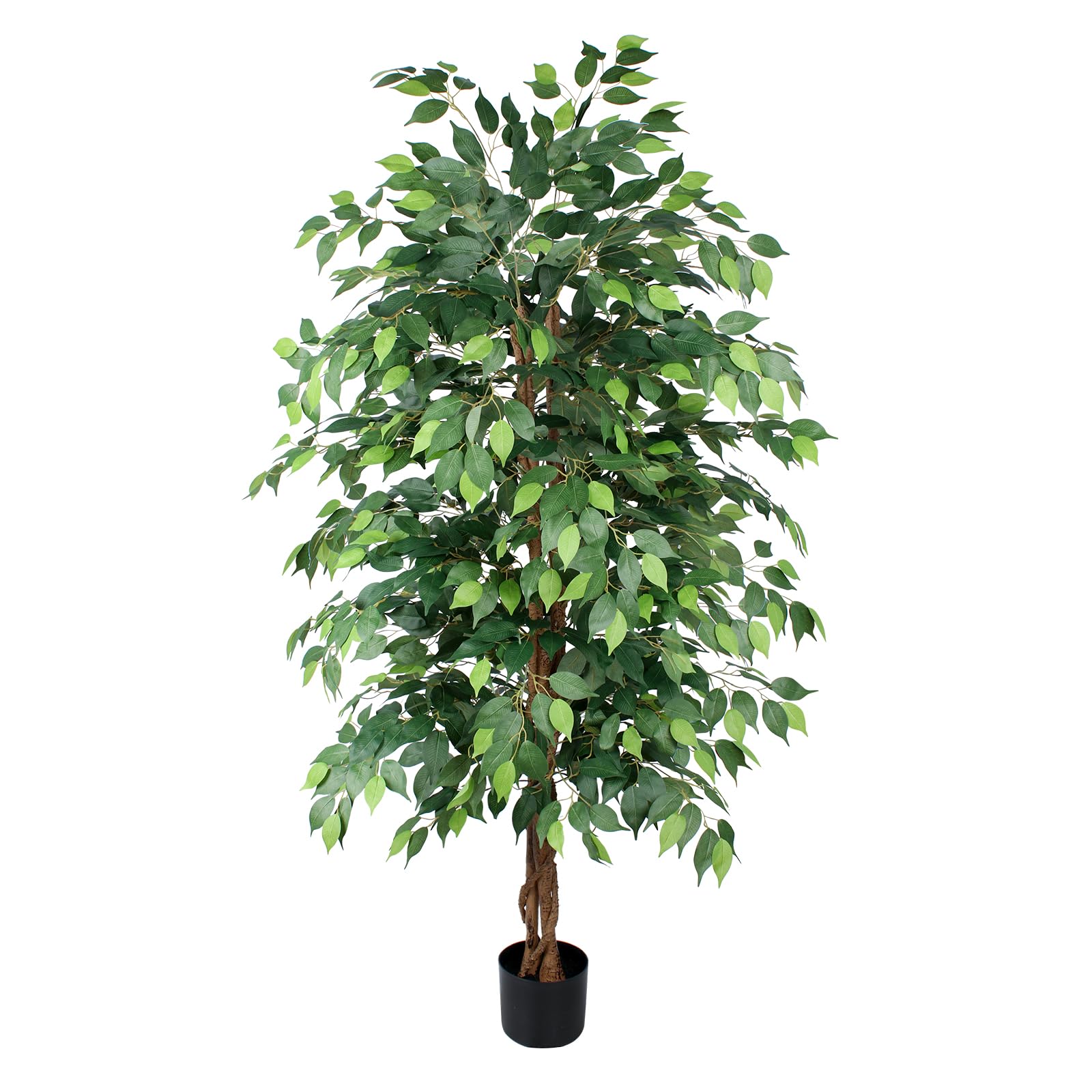 ficus tree artificial 6ft, tall fake tree with realistic leaves & trunk, artificial tree for home office living room decor indoor outdoor.